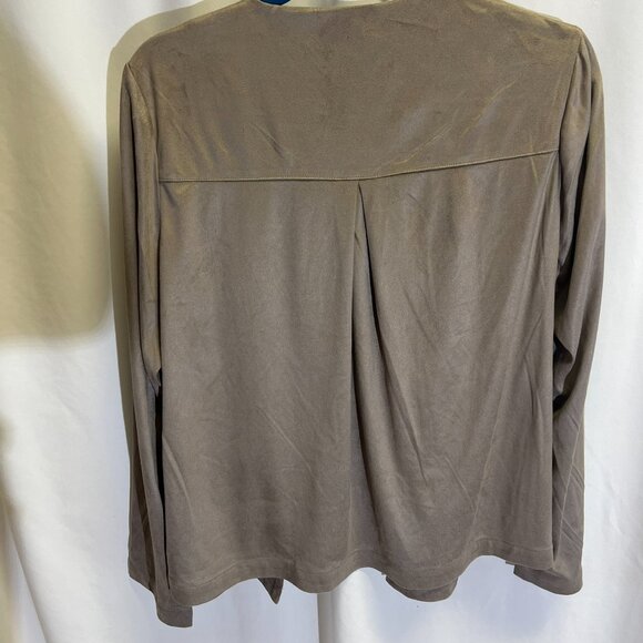 Chico's Drape Front Faux Suede Lightweight Jacket - Picture 9 of 12